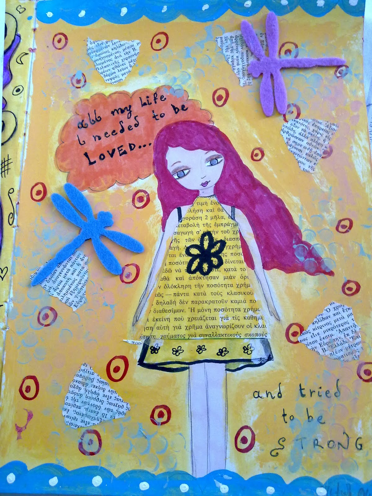 A PINK DREAMER New mixed media painting and art journal pages inspired