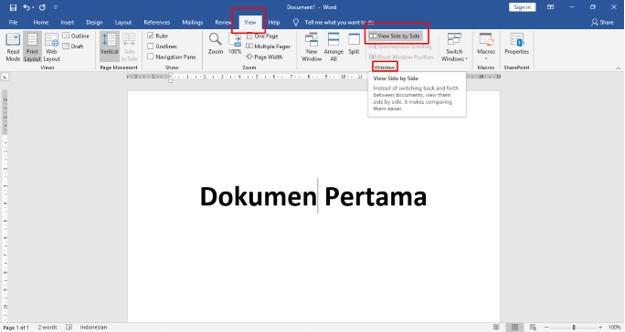 Menampilkan Dua Dokumen Word Dalam 1 Layar