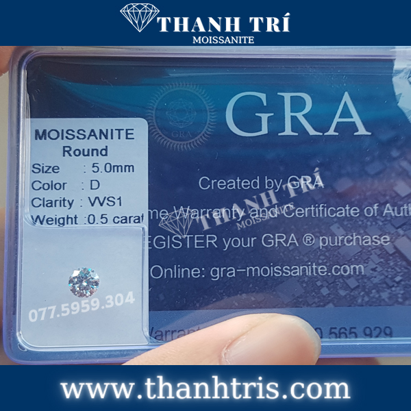 Kim cương Moissanite Round 5ly
