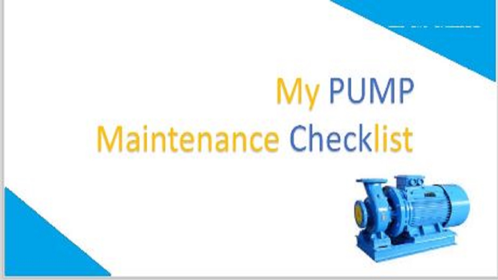 Pump Maintenance Checklist