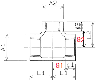 白・黒ねじ込み式管継手 径違いチーズ枝径小（RT）の寸法表|配管継手寸法表のまとめ
