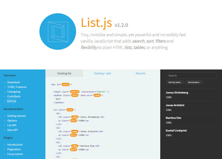 List.js – Add Search, Sort, Filters and Flexibility to Anything - Jump ...