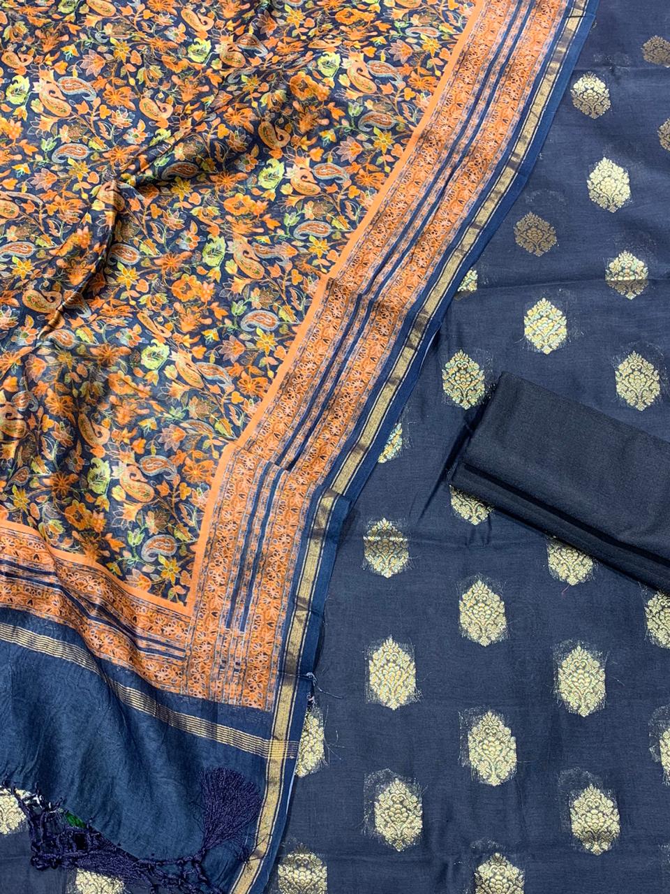 Pure chanderi sari weaved suits