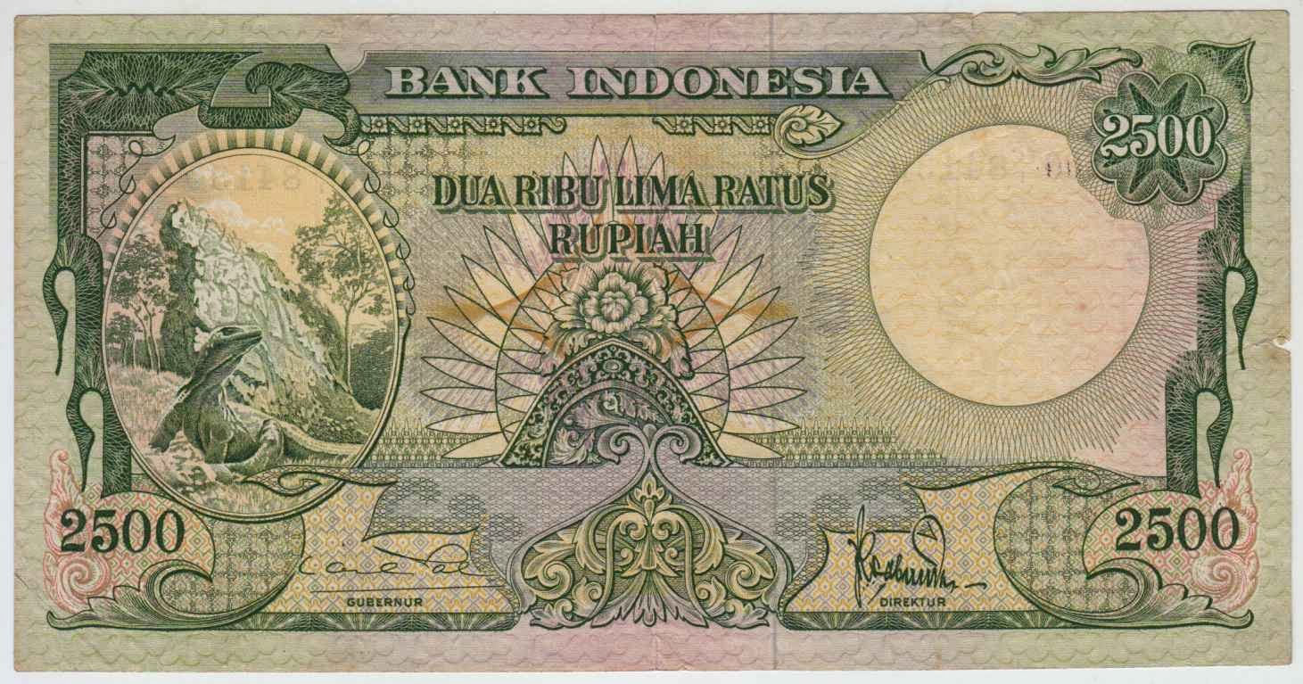 uang kuno Seri Hewan tahun 1957 pecahan 2500 rupiah 