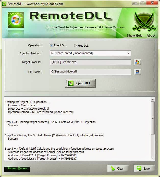Remote DLL Simple & Free Tool to Inject or Remove DLL from Remote Process