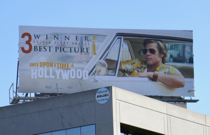 Once Upon a Time in Hollywood 3 Golden Globe Awards Winner billboard Once Upon a Time in Hollywood 3 Golden Globes billboard