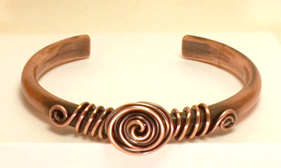 unisex cuff bracelet Copper bracelet wrapped wire copper wire woven 7 year anniversary gift oxidized copper bracelet