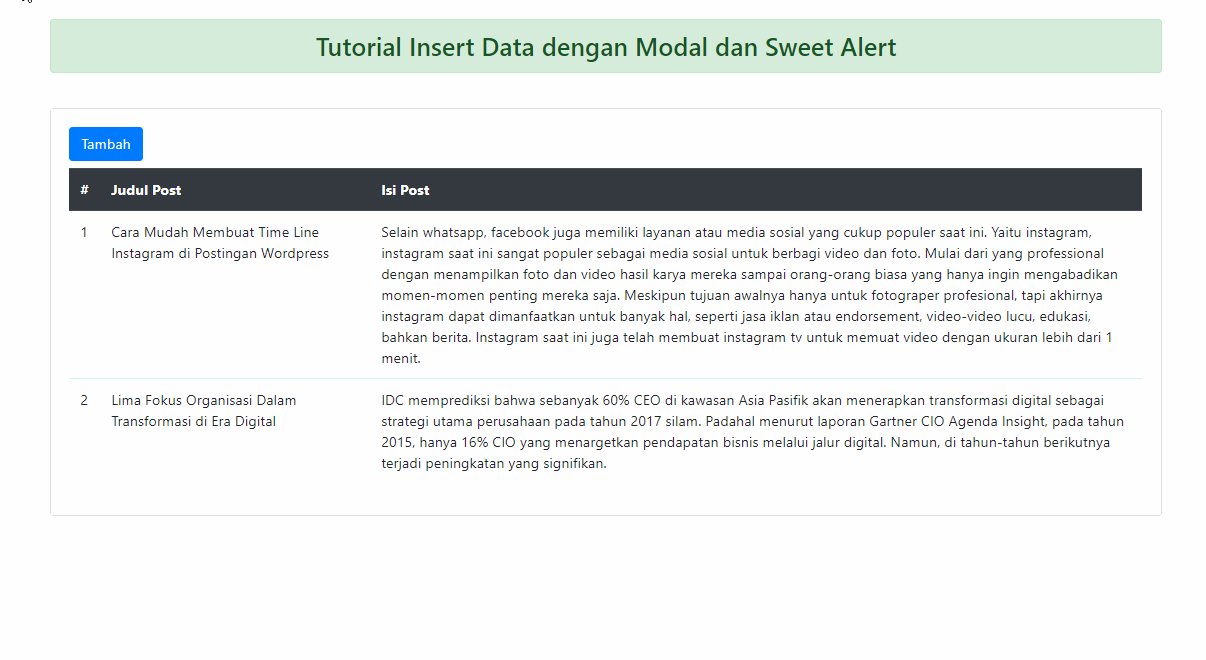 cara membuat sweet alert di php