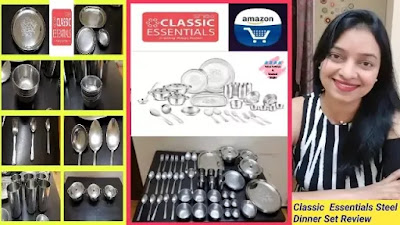 classic essentials steel dinner set review, dinner set online, stainless steel dinner set amazon