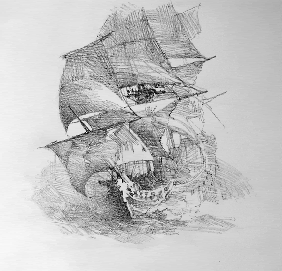 Летучий голландец эскиз тату