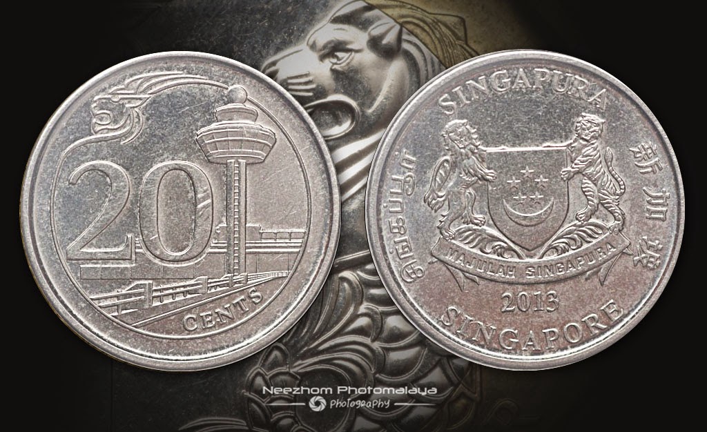 Singapore coin 20 cents 2013