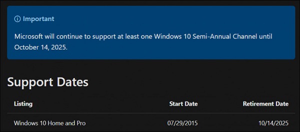 Support Windows 10 Cuman Sampai Tahun 2025