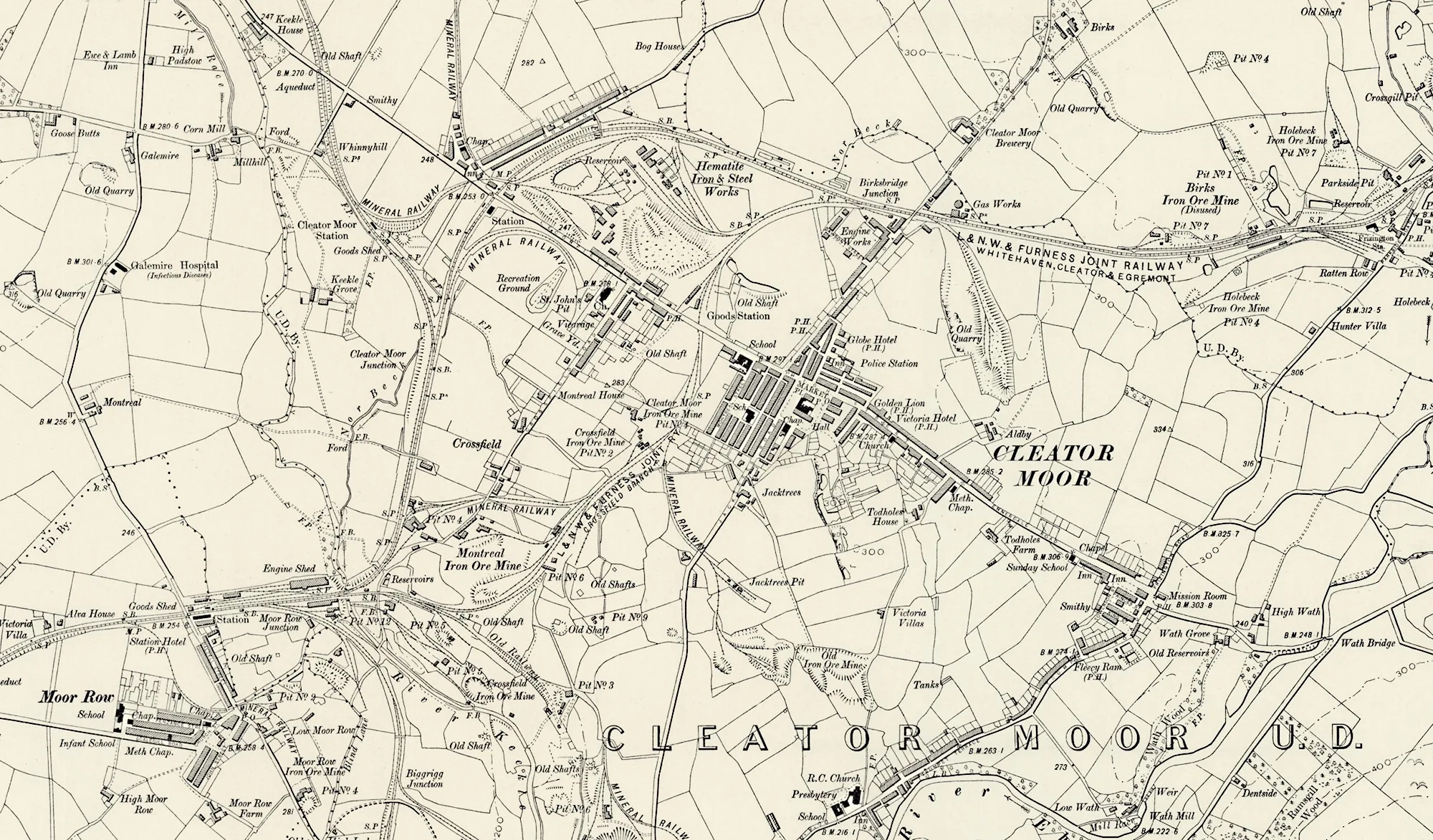 Map Of Cleator Moor, 1888 Cleator Moor (Little Ireland)