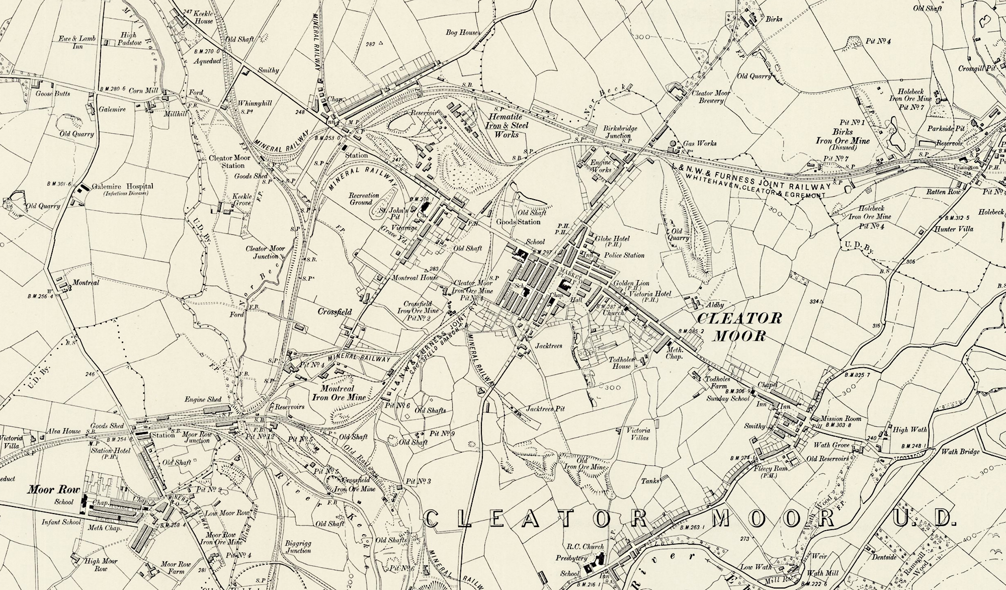 Map Of Cleator Moor, 1888 Cleator Moor (Little Ireland)