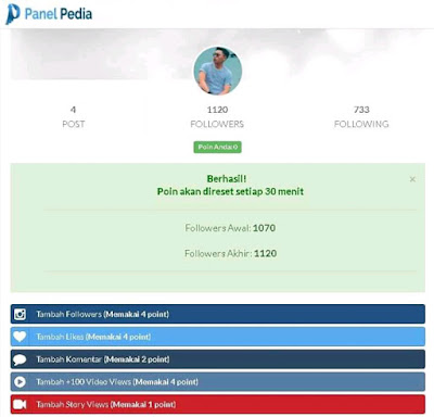 Mendapatkan Followers Instagram Gratis dari Free Panel Pedia