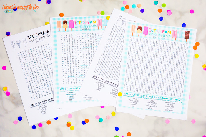 Ice Cream Word Search Printables
