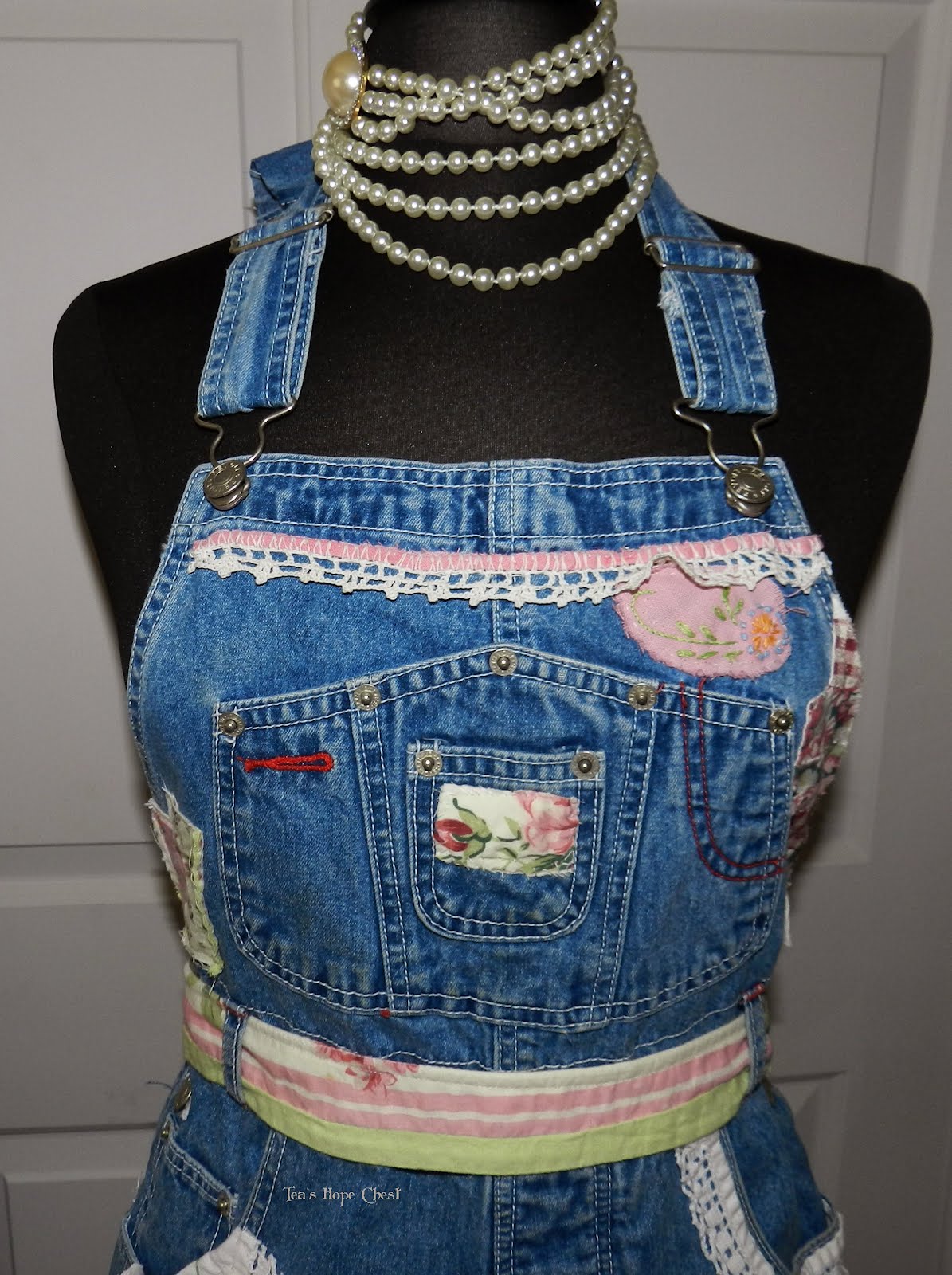 Tea's Hope Chest Recycled Bib Blue Jeans Craft Apron