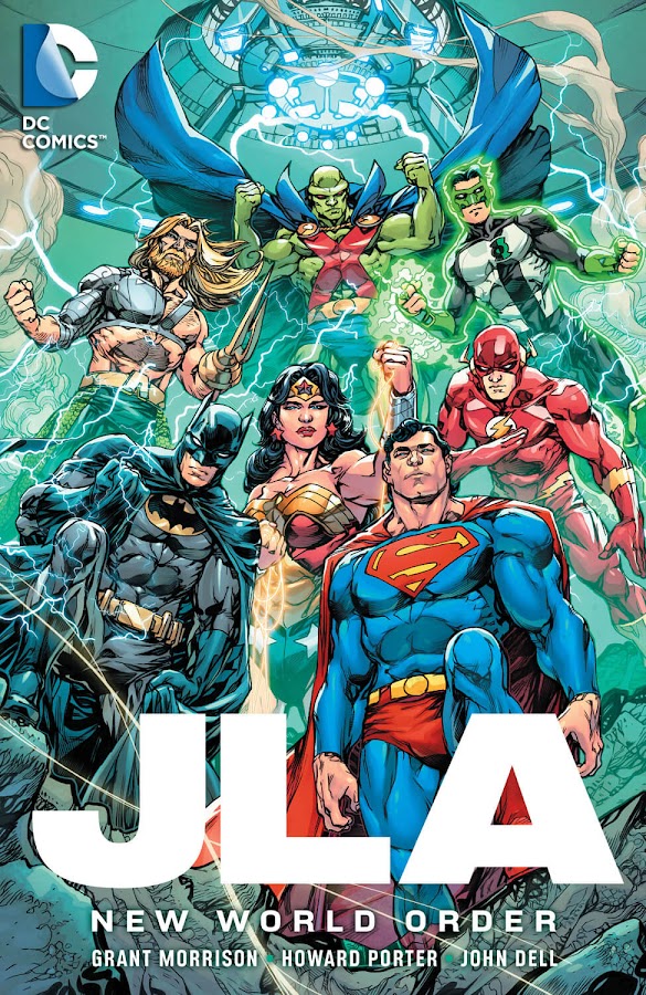 JLA – New World Order Comics Cover jla dc comics grant morrison howard porter aquaman batman flash green lantern martian manhunter superman wonder woman