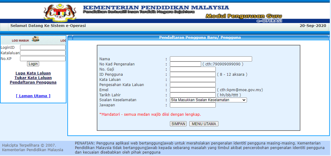 E operasi guru login kpm