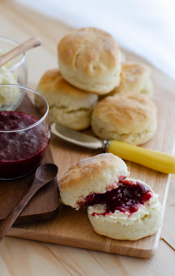 Recipe for scones Scones serve with strawberry jam and cream