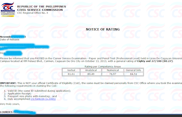 sample reporting on successful passers