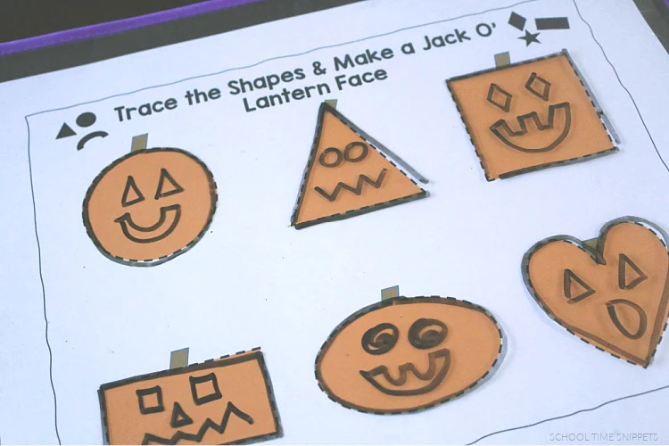 pumpkin shapes tracing worksheets