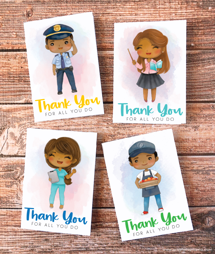 Free Printable Essential Worker Thank You Cards artsyfartsy mama