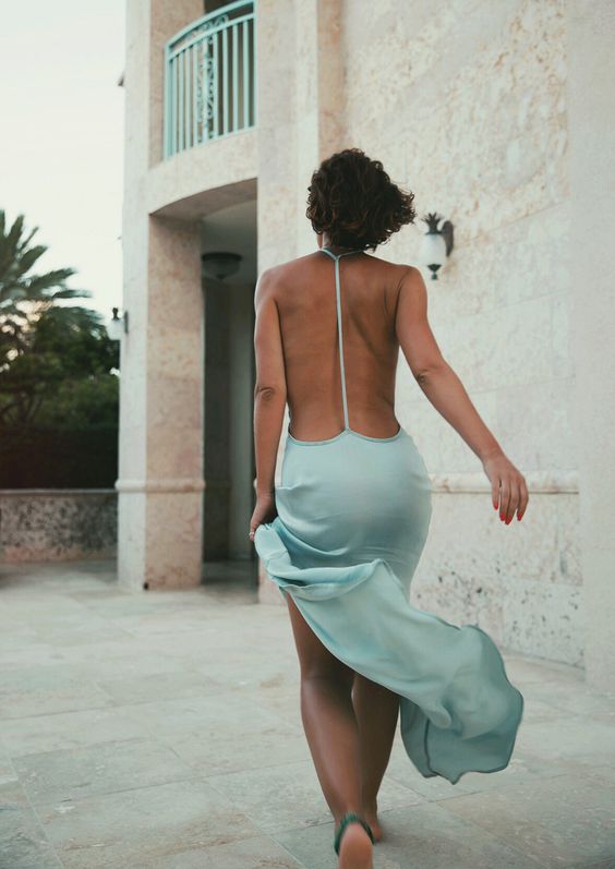 Karla Deras Line By K Slate Blue Summer Evening Dress