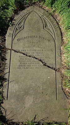 History: Cemetery headstone of Muldebriar Herrin, St Mary's Church, Birch, Lancashire 