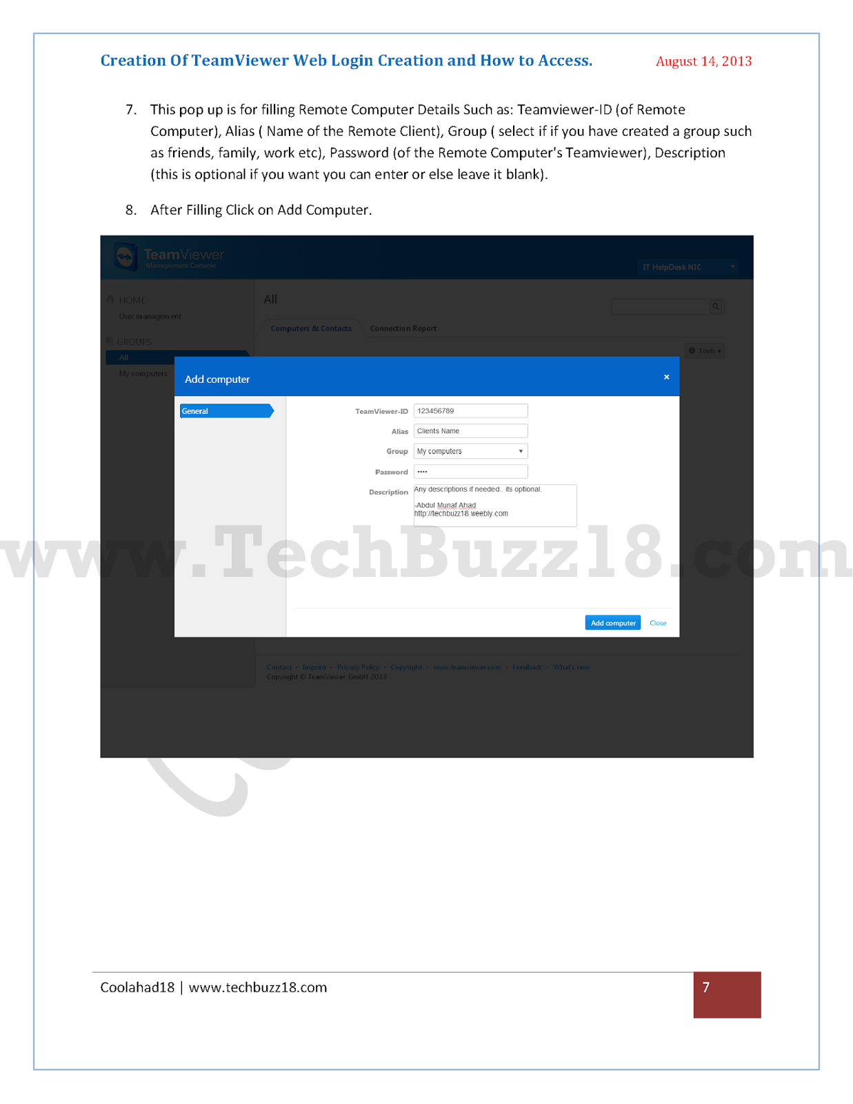 TEAMVIEWER WEB LOGIN CREATION IT HELPDESK SITE ENGINEER