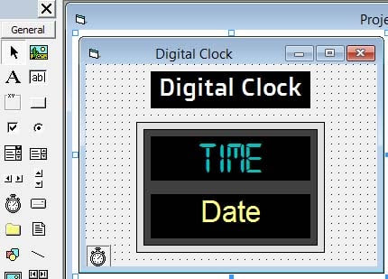 How to create digital clock in visual basic 6.0