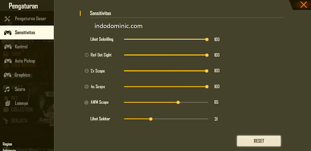 Sensitivitas Free Fire HP Samsung