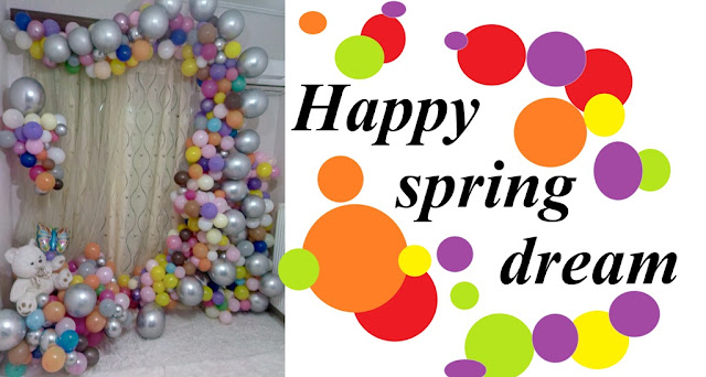 Tutorial video on how to make a balloon arch "Happy spring dream" -DIY.  Technic: flat organic arch with 5" latex balloons Level intermediate.