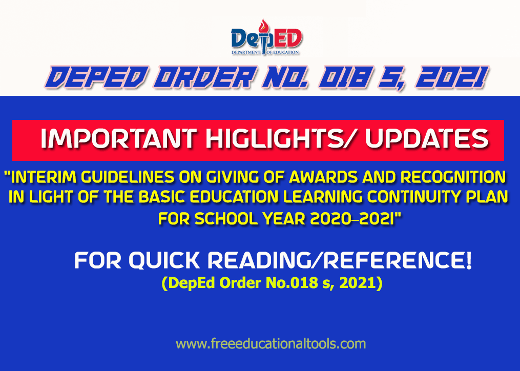 DepEd Order No 018 Important Highlights of Guidelines on Giving of