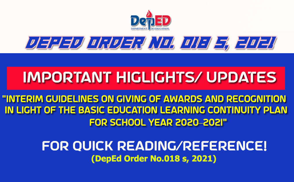 DepEd Order No 018 Important Highlights of Guidelines on Giving of Awards and Recognition in