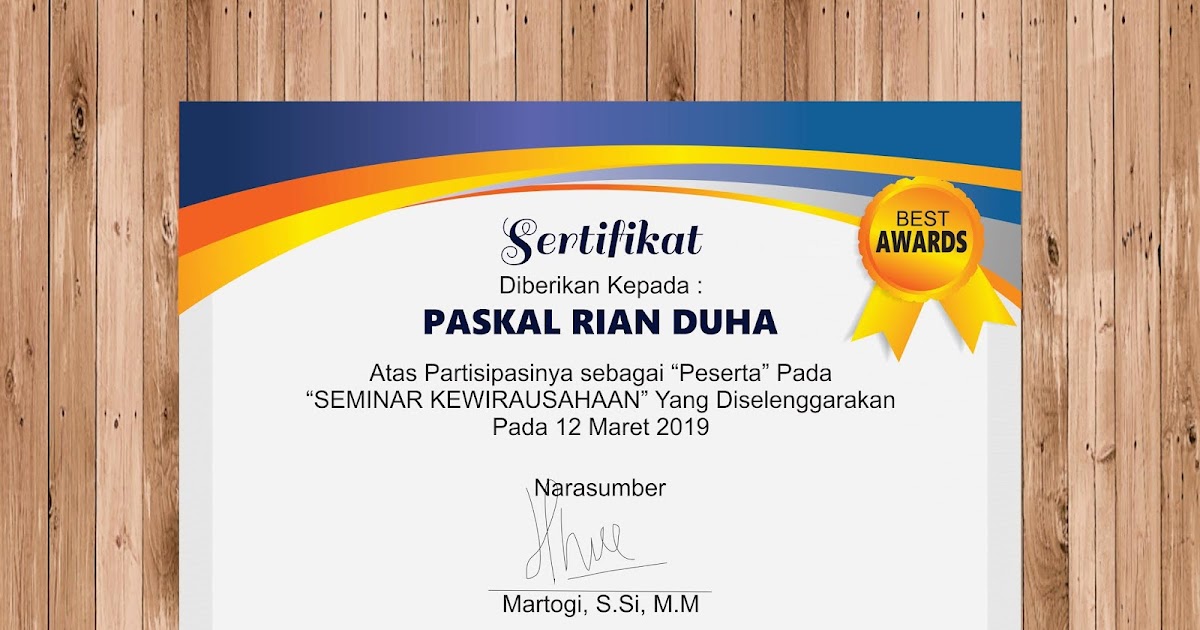 Download Template Sertifikat Format Word dan CDR 100 Bisa Edit