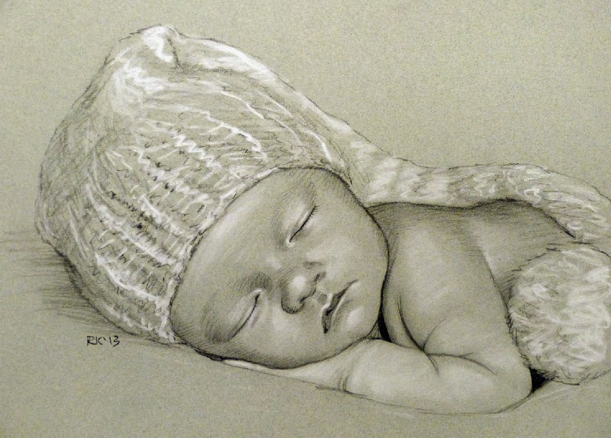 Rita Kirkman S Daily Paintings New Year Baby Pencil Portrait