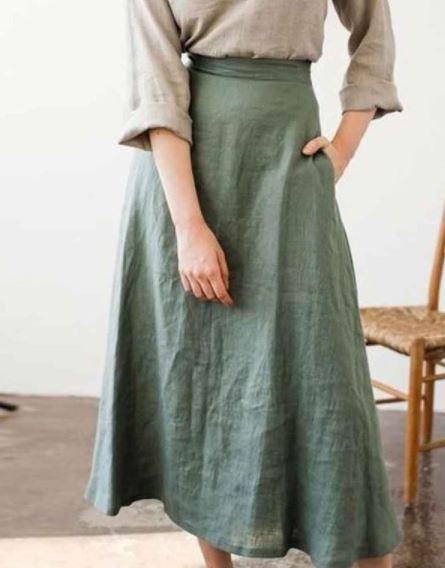 green-cotton-skirt