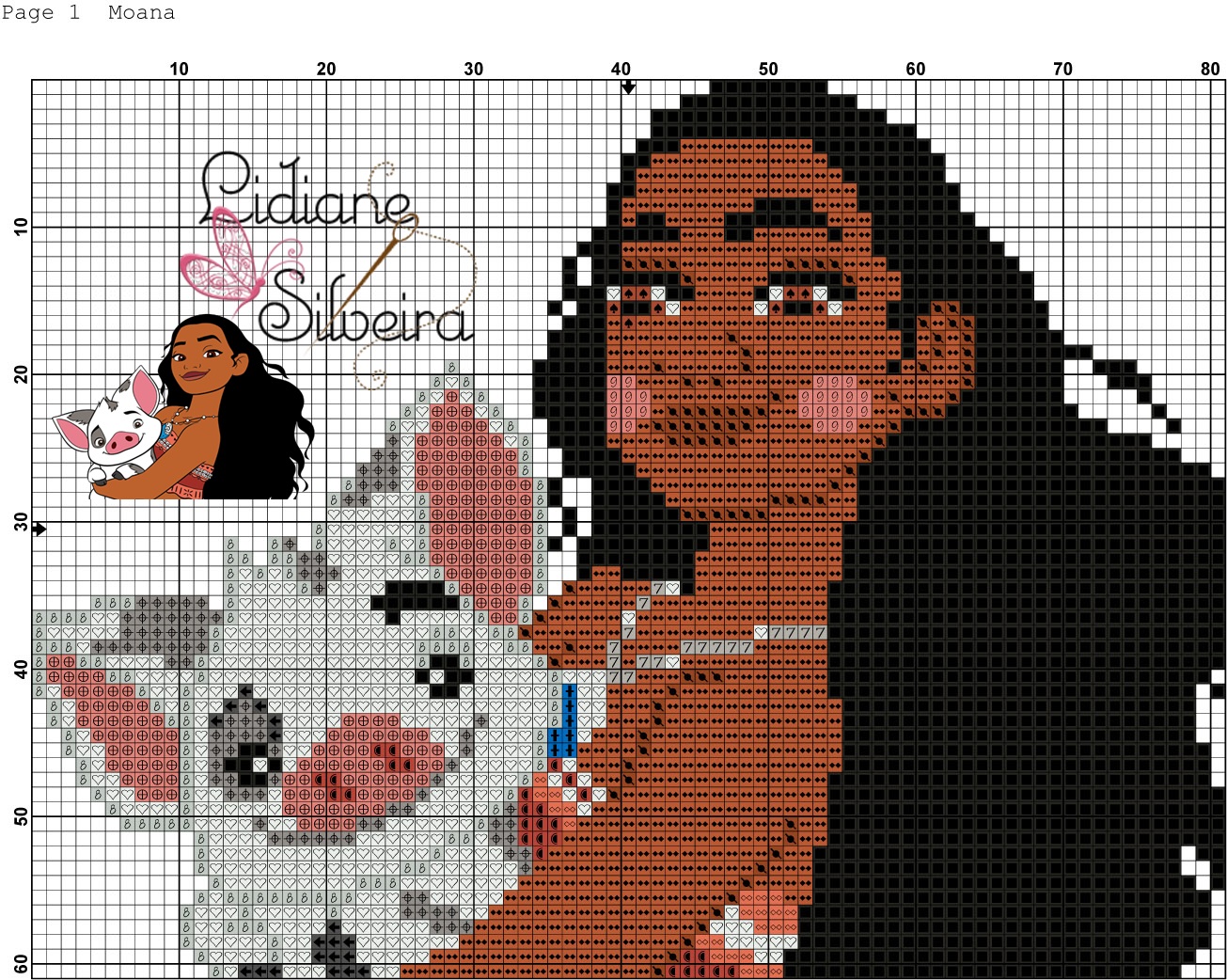 Moana Em Ponto Cruz Gráficos de Ponto Cruz: MOANA