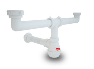 Sifón con Vaso - Premium de 2 Vías c/ Fexible Extensible. Punto Sanitario