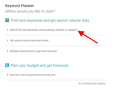 How to start keyword research; Keyword planner
