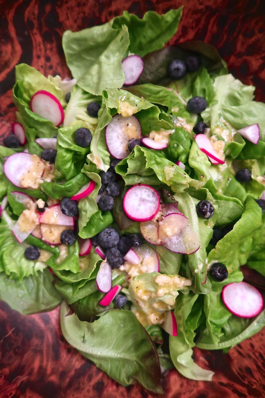 Scrumpdillyicious Blueberry, Radish & Boston Bibb Salad with Vinaigrette