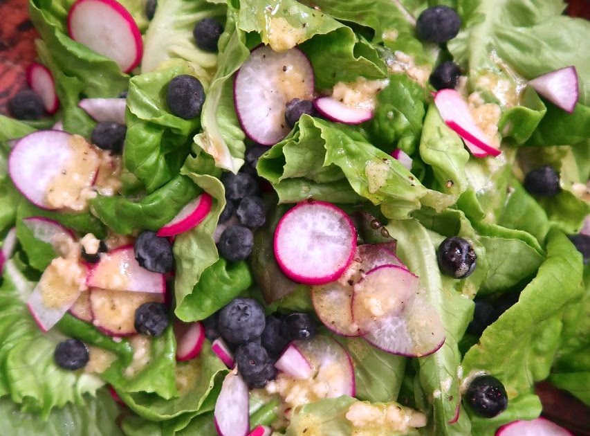 Scrumpdillyicious Blueberry, Radish & Boston Bibb Salad with Vinaigrette