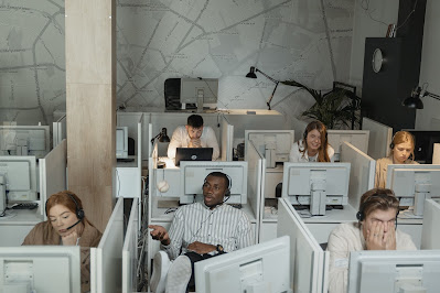 People working in a call center