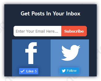 Email subscription widget 2 Stylish email subscription form with social media for blogger