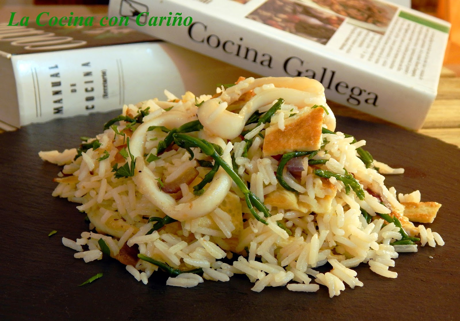 ARROZ BASMATI SALTEADO CON CALAMAR Y SALICORNIA