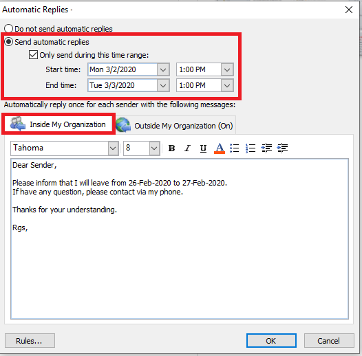 How To Setup Automatically Reply In Outlook