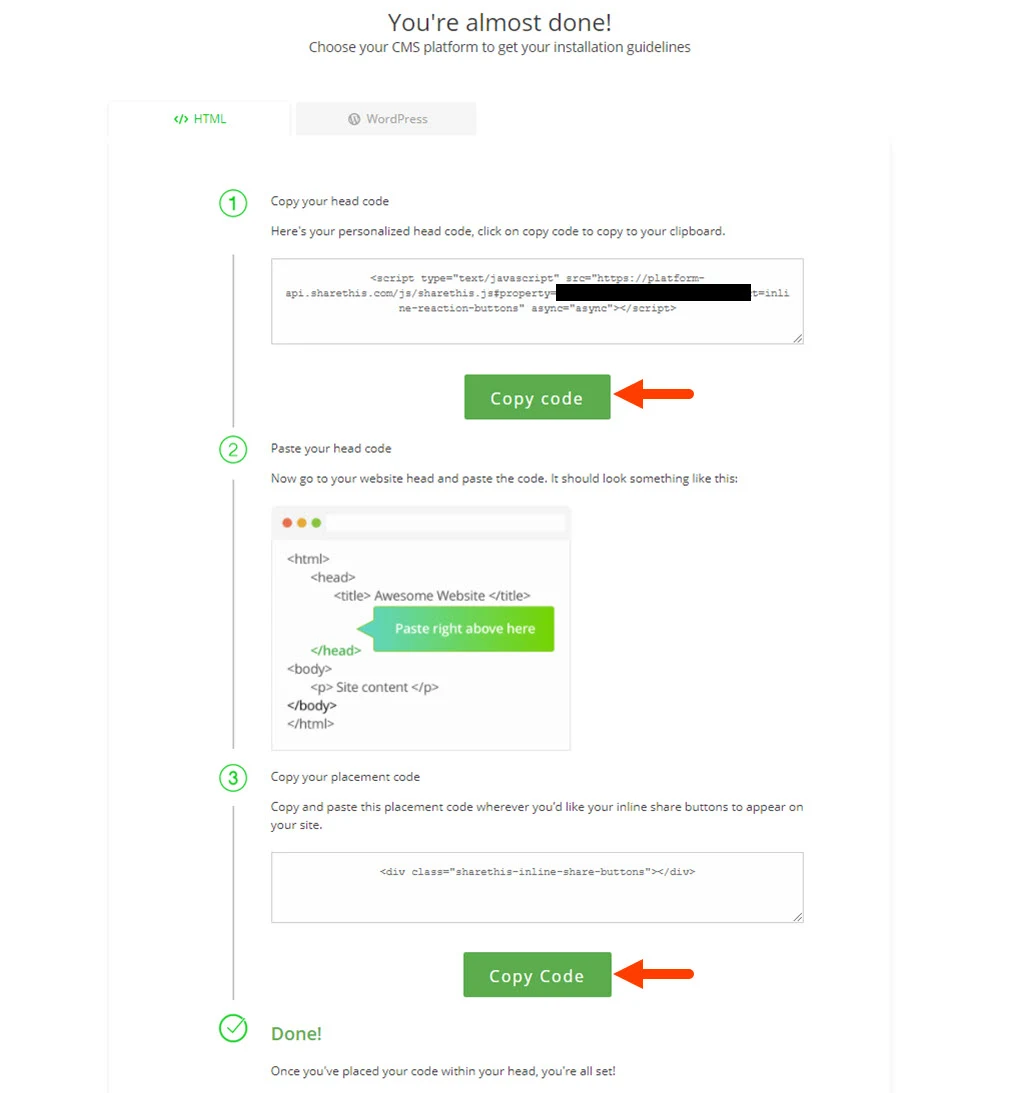 ShareThis Onboarding Reaction page