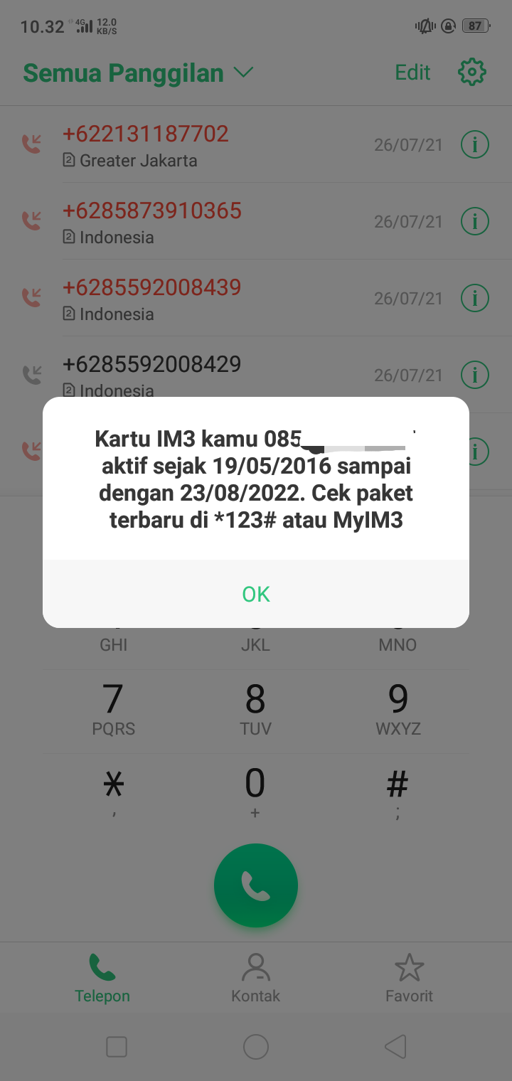 Kode dial cek umur kartu perdana Indosat Ooredoo