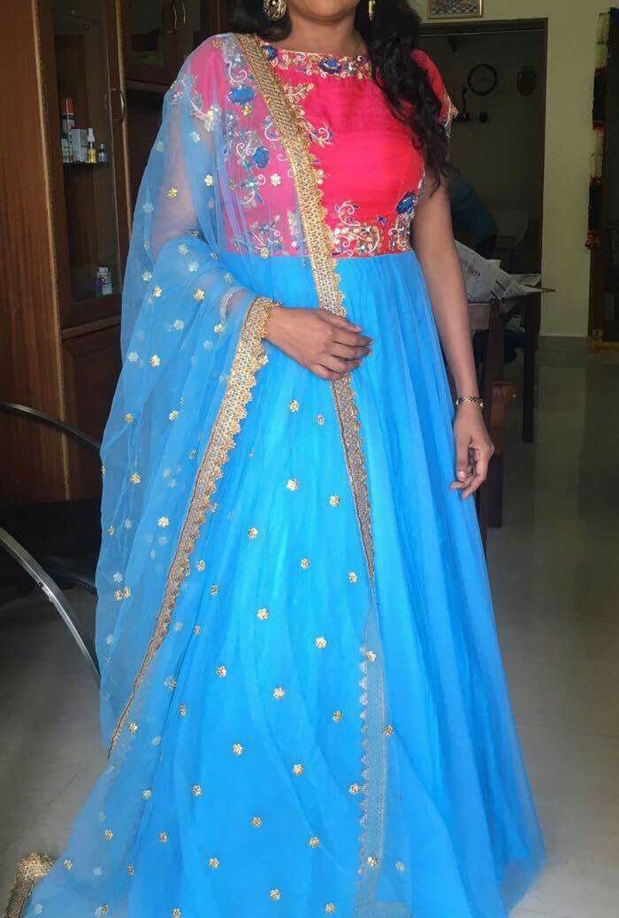 long frock boat neck designs